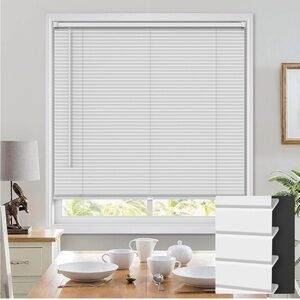 100% Privacy L-Shaped Blades Mini Blinds for Indoor Windows 1" Vinyl